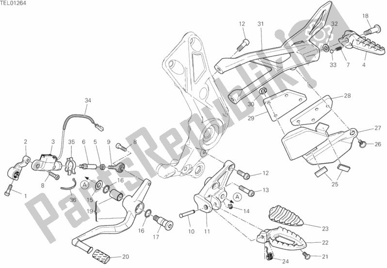 All parts for the Footrests, Left of the Ducati Diavel 1260 S USA 2019
